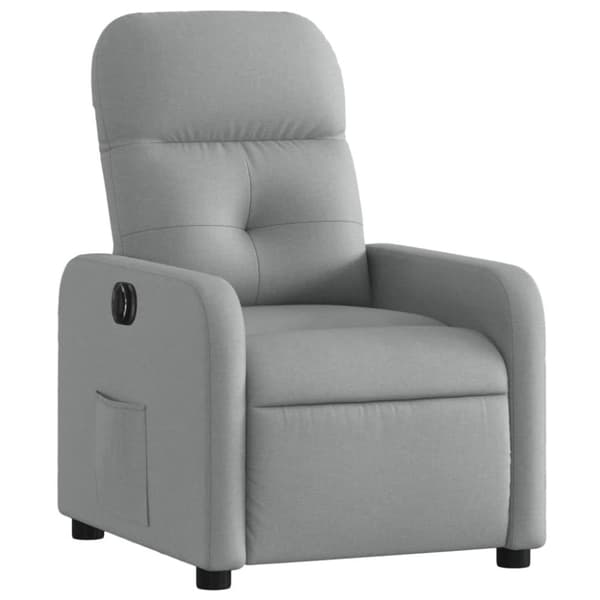 vidaXL Elektrisk reclinerfåtölj ljusgrå tyg