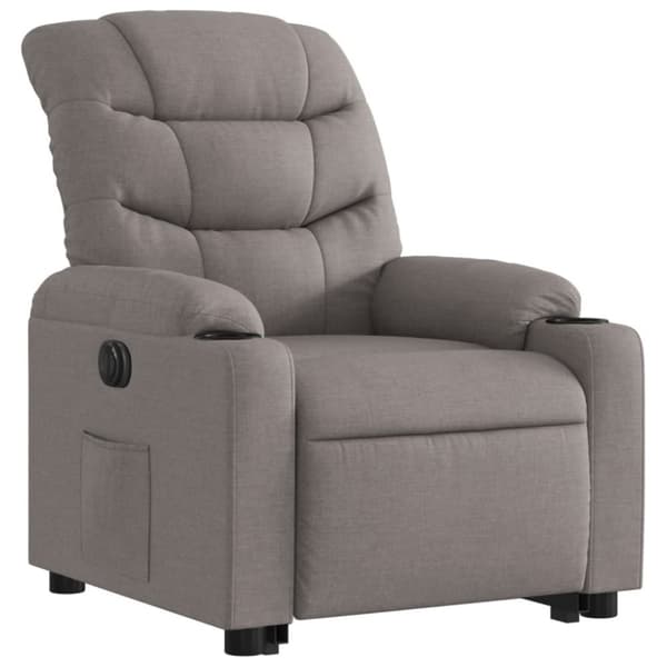 vidaXL Elektrisk reclinerfåtölj med uppresningshjälp taupe tyg