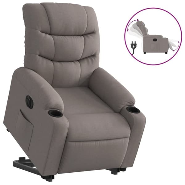 vidaXL Elektrisk reclinerfåtölj med uppresningshjälp taupe tyg