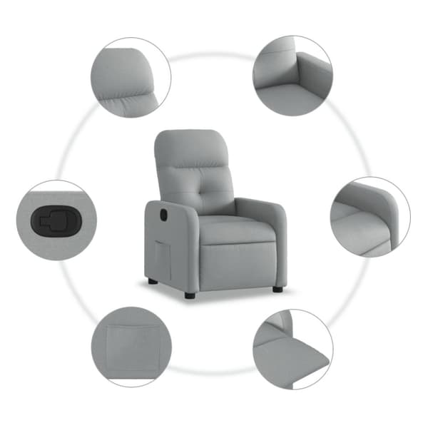 vidaXL Reclinerfåtölj ljusgrå tyg