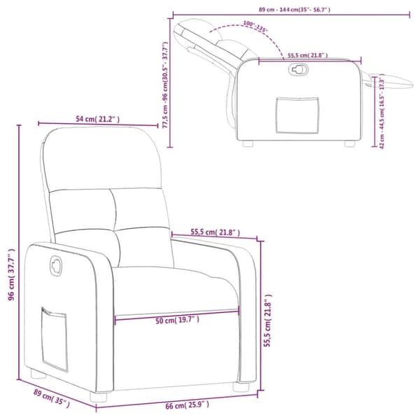 vidaXL Reclinerfåtölj ljusgrå tyg