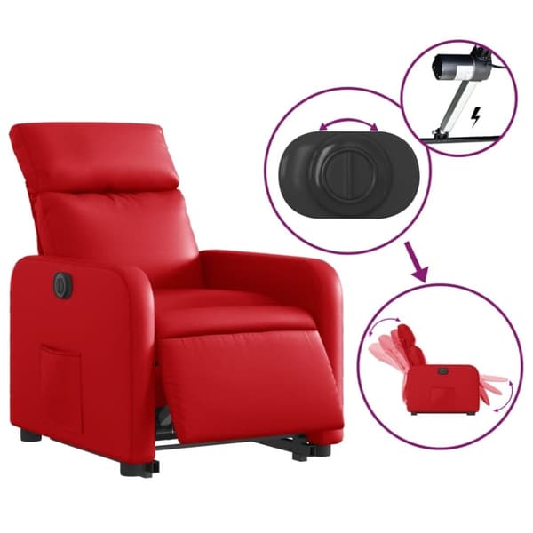 vidaXL Reclinerfåtölj med uppresningshjälp röd konstläder