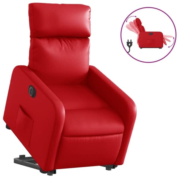 vidaXL Reclinerfåtölj med uppresningshjälp röd konstläder