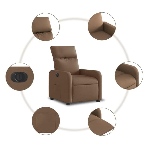 vidaXL Elektrisk reclinerfåtölj Brun tyg