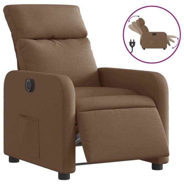 vidaXL Elektrisk reclinerfåtölj Brun tyg