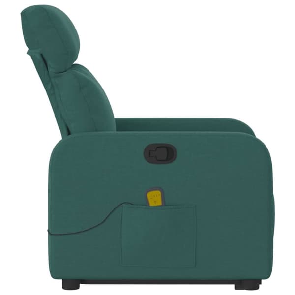 vidaXL Massagefåtölj med uppresningshjälp mörkgrön tyg