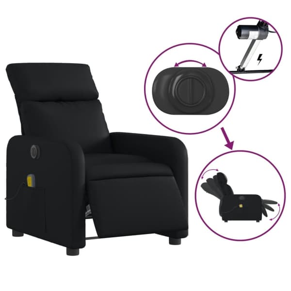 vidaXL Elektrisk massagefåtölj svart konstläder