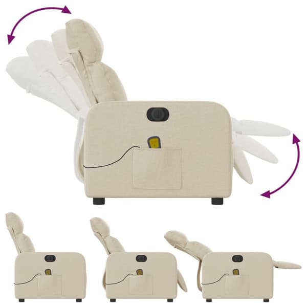 vidaXL eldrevet massagestol stof cremefarvet