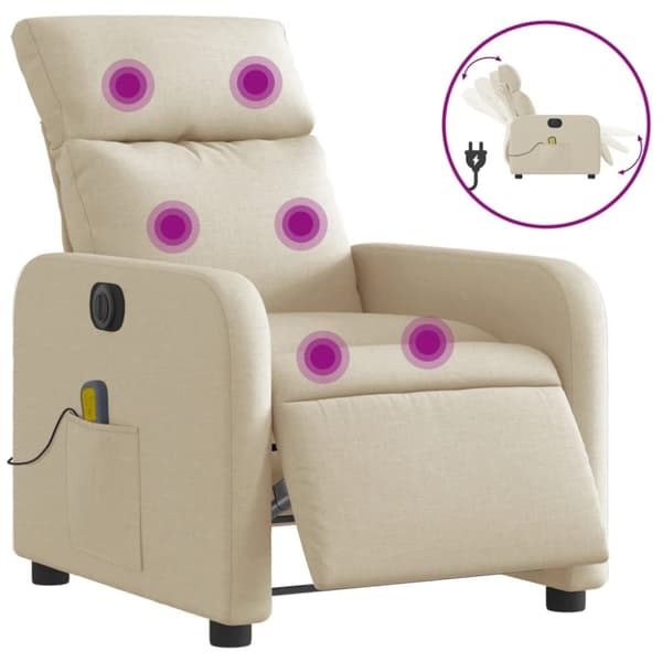 vidaXL eldrevet massagestol stof cremefarvet