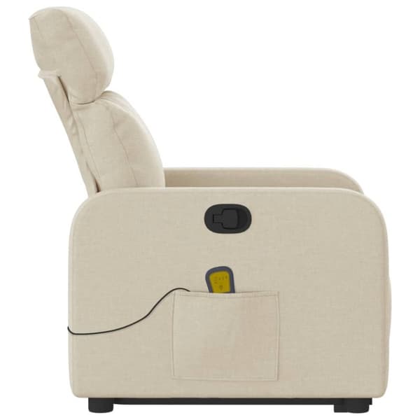 vidaXL Massagefåtölj med uppresningshjälp gräddvit tyg