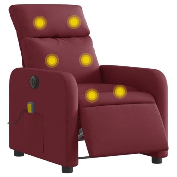 vidaXL Elektrisk massagefåtölj vinröd tyg