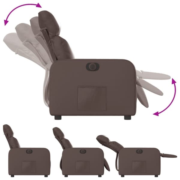 vidaXL Elektronisk reclinerfåtölj brun konstläder