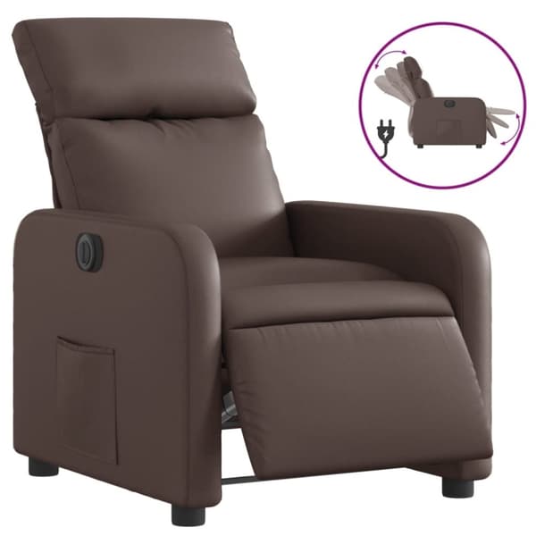 vidaXL Elektronisk reclinerfåtölj brun konstläder