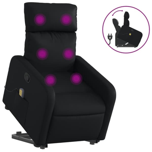 vidaXL Massagefåtölj med uppresningshjälp svart konstläder