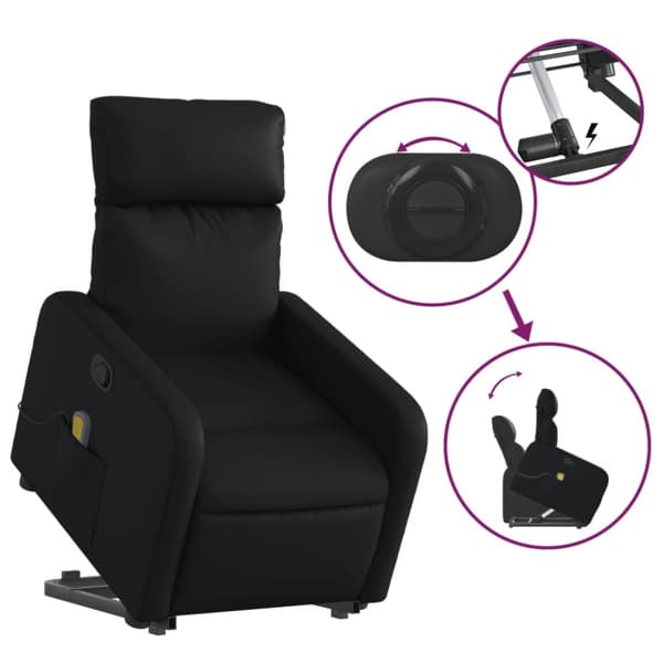 vidaXL Massagefåtölj med uppresningshjälp svart konstläder