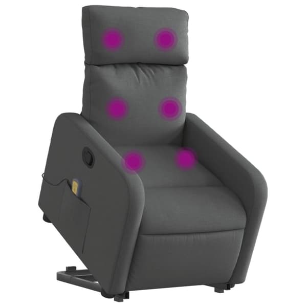 vidaXL Massagefåtölj med uppresningshjälp mörkgrå tyg