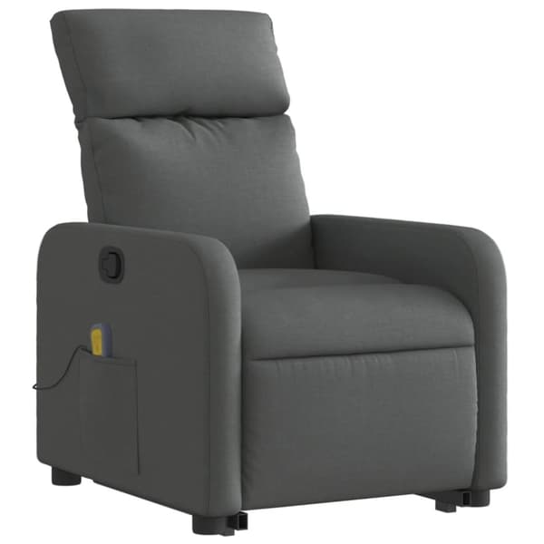 vidaXL Massagefåtölj med uppresningshjälp mörkgrå tyg