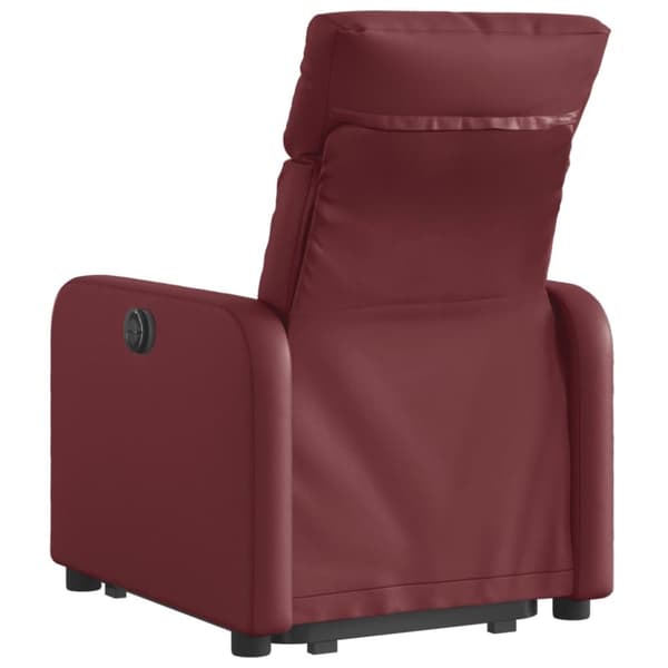 vidaXL Reclinerfåtölj med uppresningshjälp vinröd konstläder