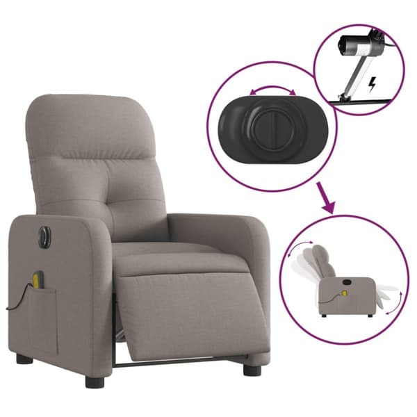 vidaXL Elektrisk massagefåtölj taupe tyg