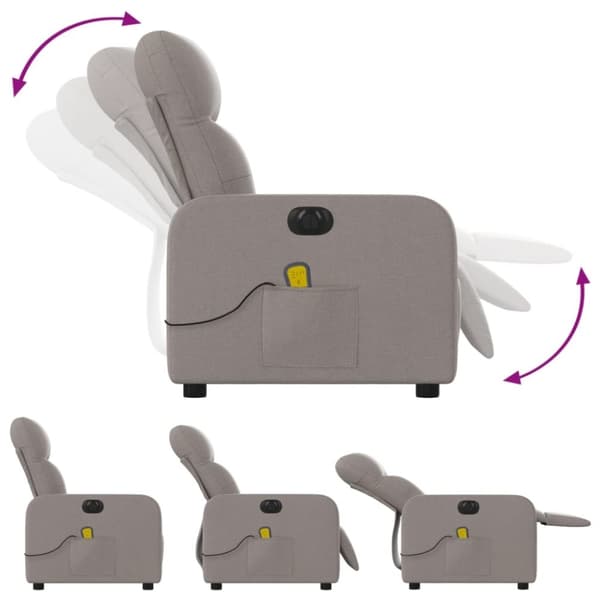 vidaXL Elektrisk massagefåtölj taupe tyg