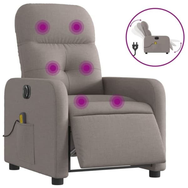 vidaXL Elektrisk massagefåtölj taupe tyg