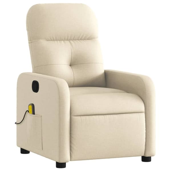 vidaXL Massagefåtölj gräddvit tyg