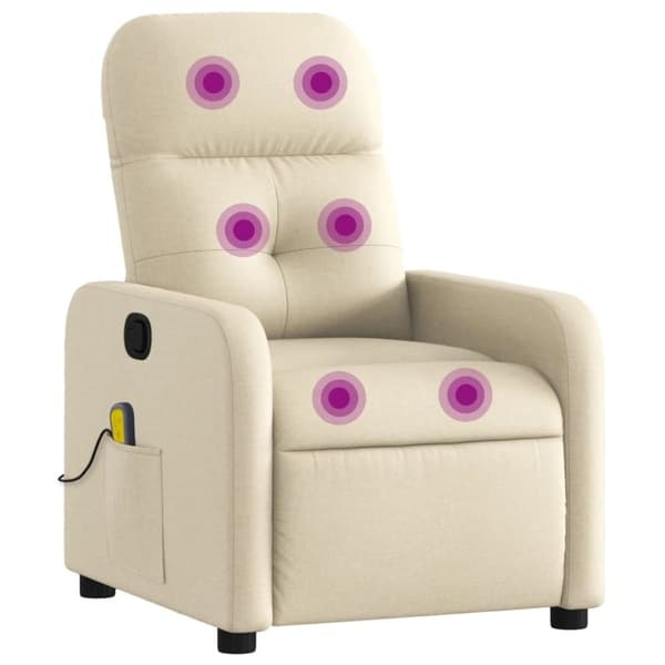 vidaXL Massagefåtölj gräddvit tyg