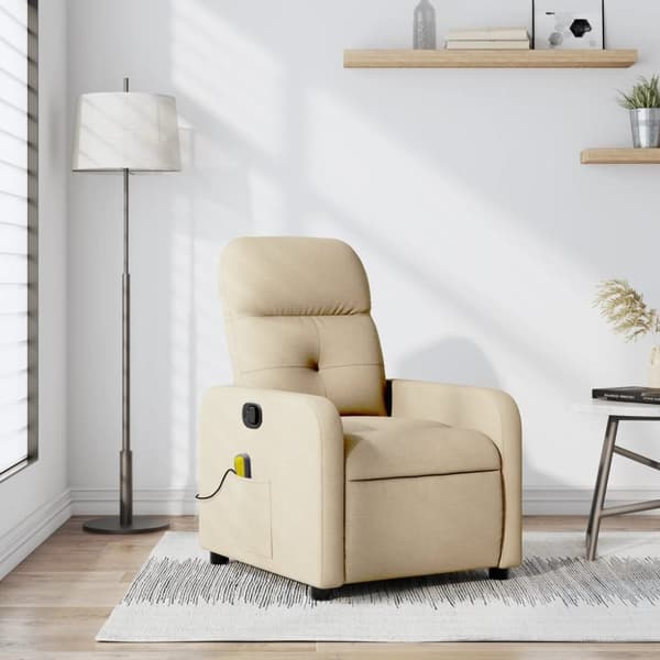 vidaXL Massagefåtölj gräddvit tyg