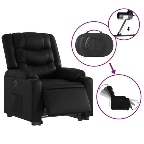 vidaXL Reclinerfåtölj med uppresningshjälp svart konstläder