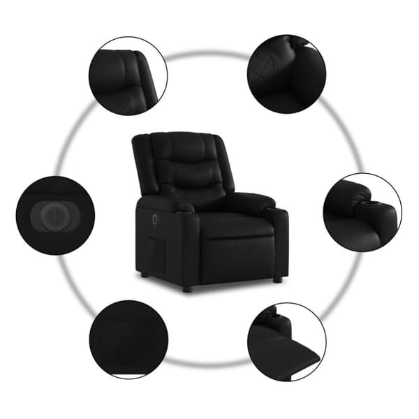 vidaXL Reclinerfåtölj med uppresningshjälp svart konstläder