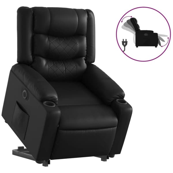 vidaXL Reclinerfåtölj med uppresningshjälp svart konstläder