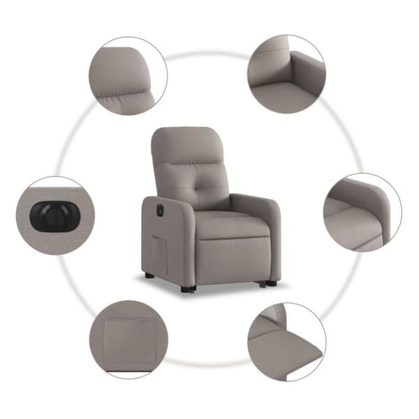 vidaXL Elektrisk reclinerfåtölj med uppresningshjälp taupe tyg