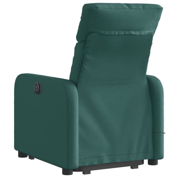 vidaXL Elektrisk massagefåtölj med uppresningshjälp mörkgrön tyg