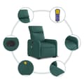 Miniatyrbild 9 av 11: vidaXL Elektrisk massagefåtölj med uppresningshjälp mörkgrön tyg