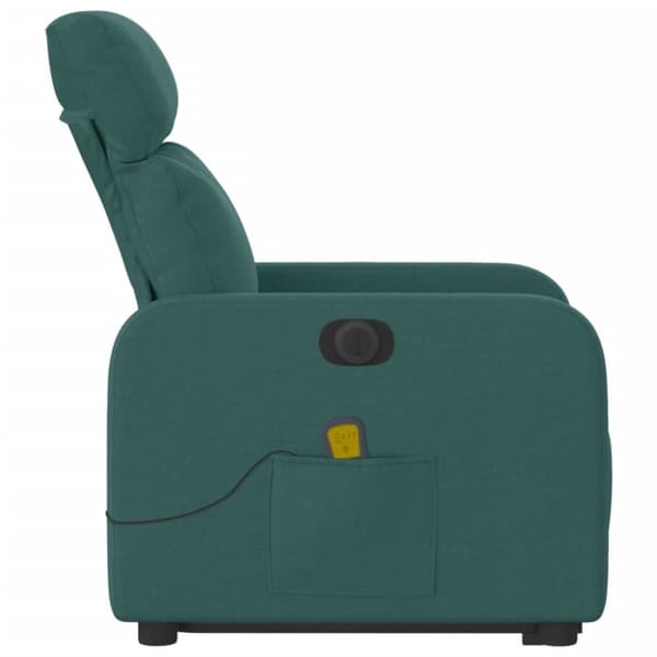 vidaXL Elektrisk massagefåtölj med uppresningshjälp mörkgrön tyg