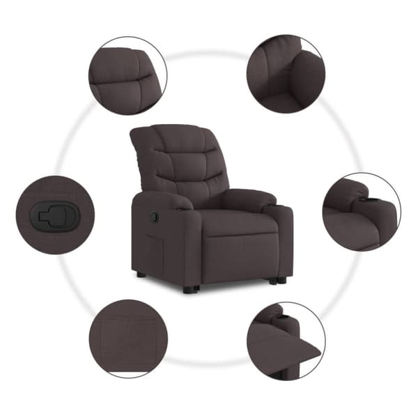 vidaXL Elektrisk reclinerfåtölj med uppresningshjälp brun tyg