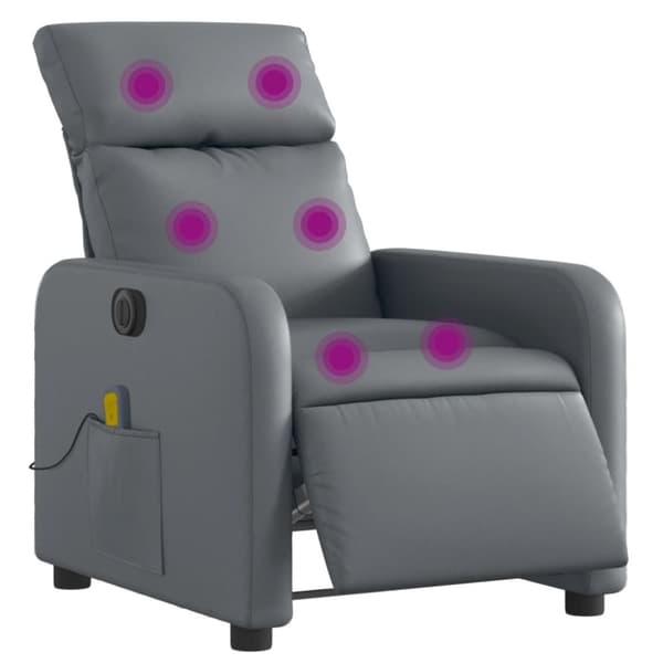 vidaXL Elektrisk massagefåtölj grå konstläder