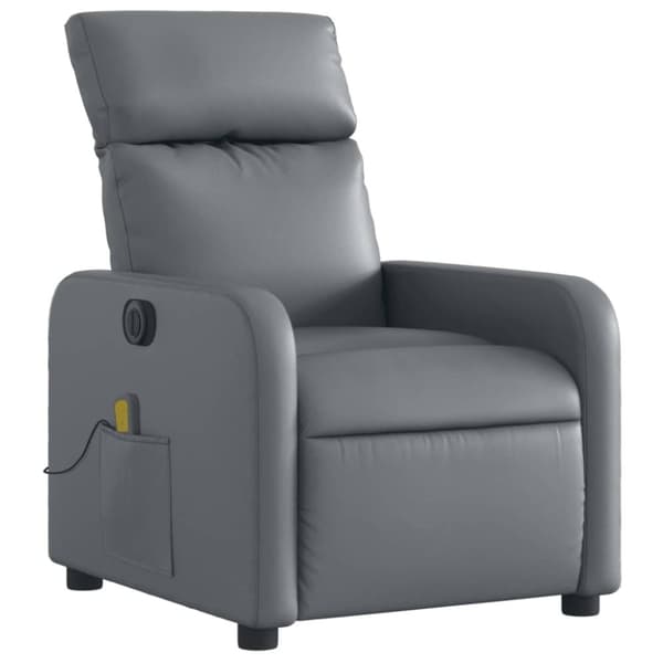 vidaXL Elektrisk massagefåtölj grå konstläder