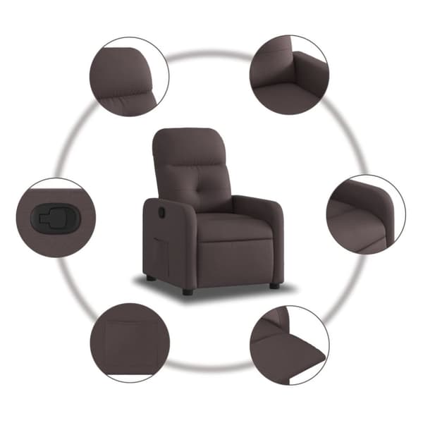 vidaXL Reclinerfåtölj mörkbrun tyg