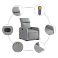 Miniatyrbild 9 av 11: vidaXL Elektrisk massagefåtölj med uppresningshjälp ljusgrå tyg
