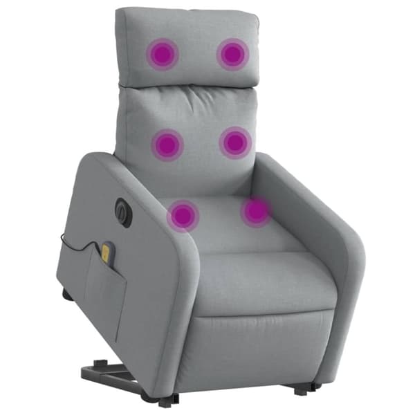 vidaXL elektrisk massagestol med løftefunktion stof lysegrå