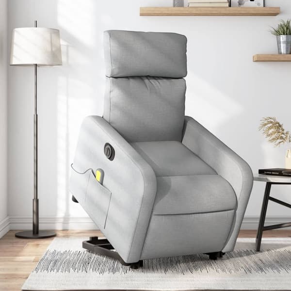 vidaXL elektrisk massagestol med løftefunktion stof lysegrå