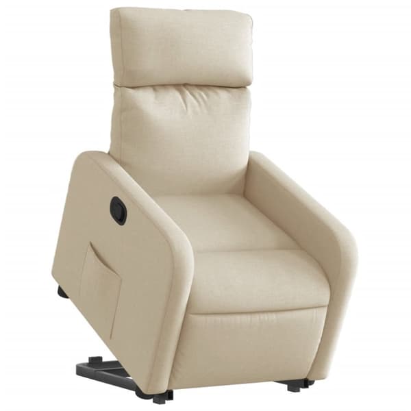 vidaXL Reclinerfåtölj med uppresningshjälp gräddvit tyg