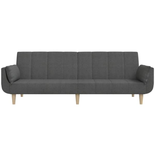 vidaXL Bäddsoffa 2-sits med två kuddar mörkgrå tyg