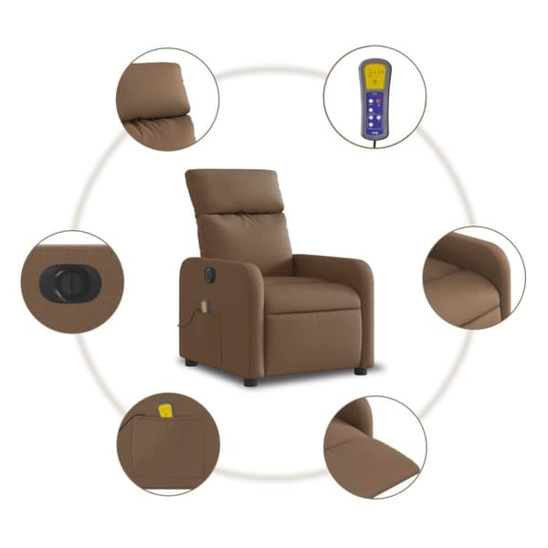 vidaXL Elektrisk massagefåtölj brun tyg