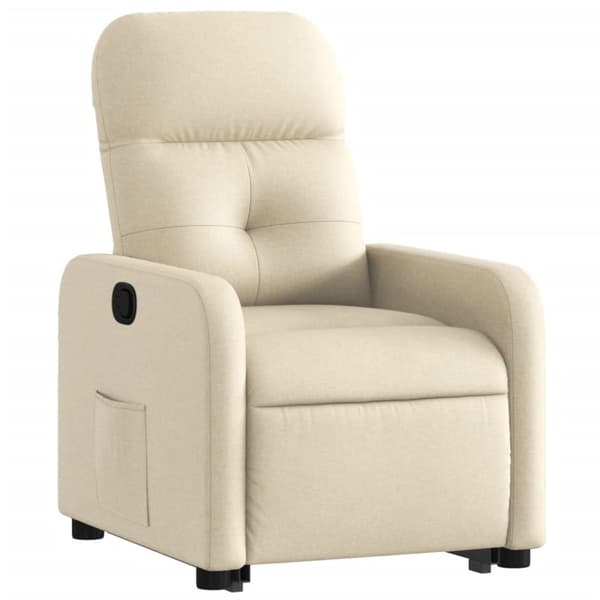 vidaXL Reclinerfåtölj med uppresningshjälp gräddvit tyg