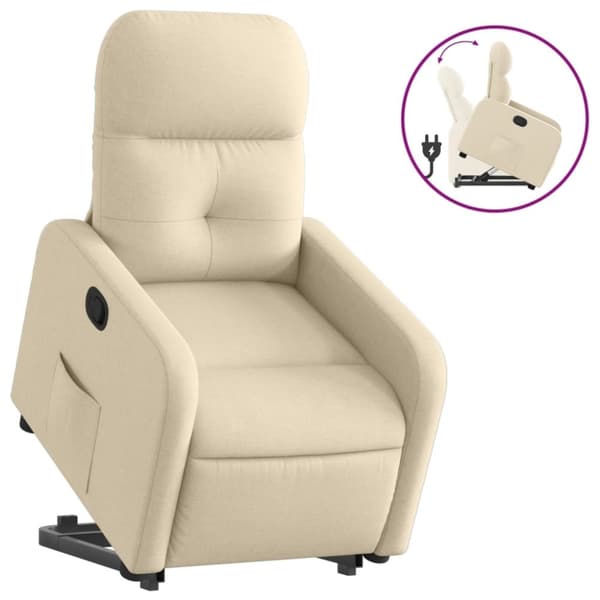 vidaXL Reclinerfåtölj med uppresningshjälp gräddvit tyg