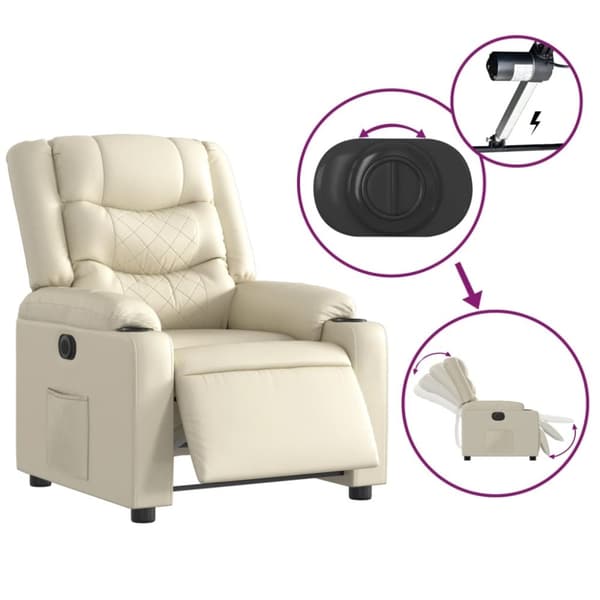 vidaXL Elektrisk reclinerfåtölj gräddvit konstläder