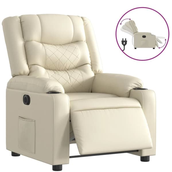 vidaXL Elektrisk reclinerfåtölj gräddvit konstläder