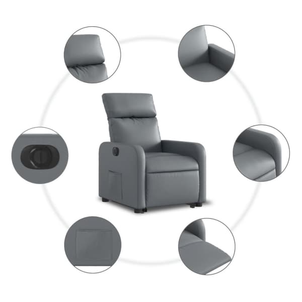 vidaXL Reclinerfåtölj med uppresningshjälp grå konstläder
